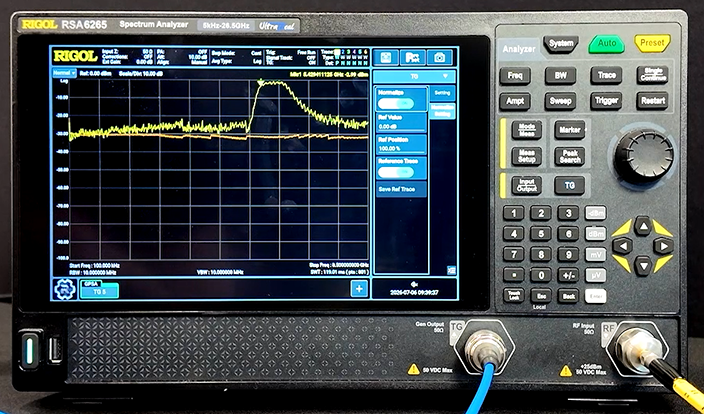 RIGOL Tracking Generator 필터 측정 Normalize 전후 비교