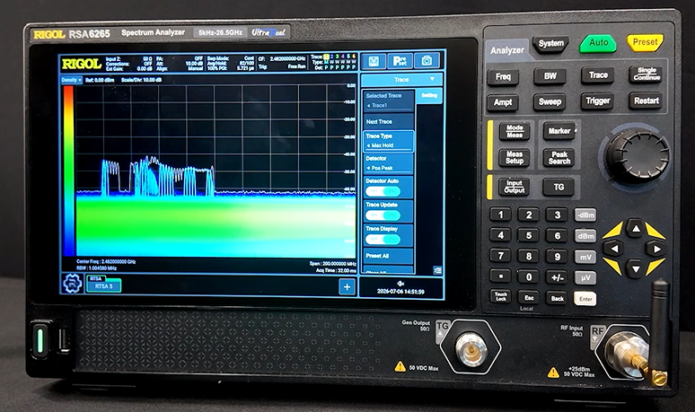RIGOL RTSA Density View RF 신호 발생 빈도 분석 화면