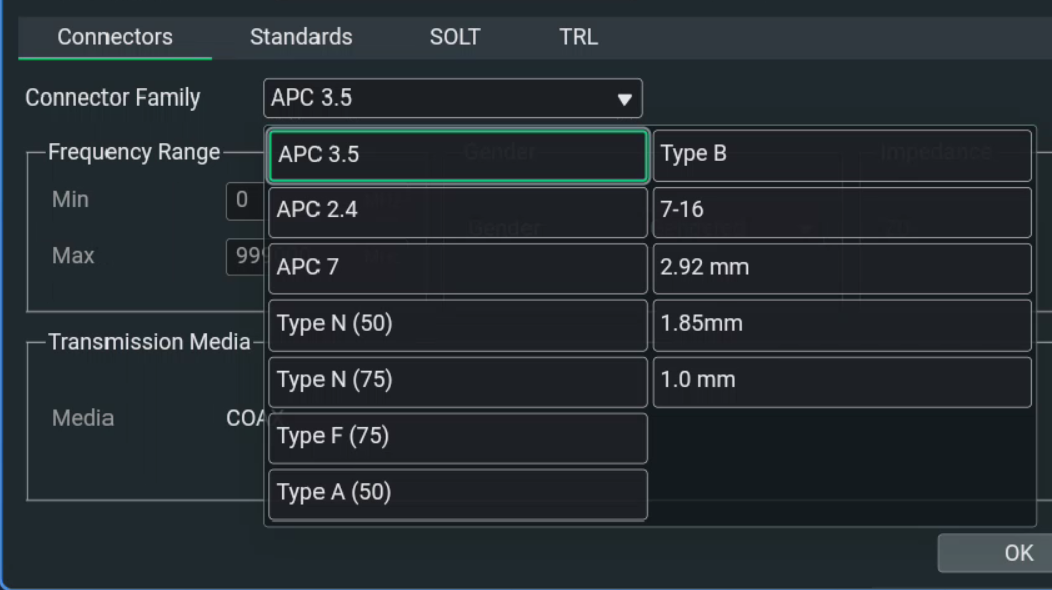 Custom calibration standard parameter setup 예시
